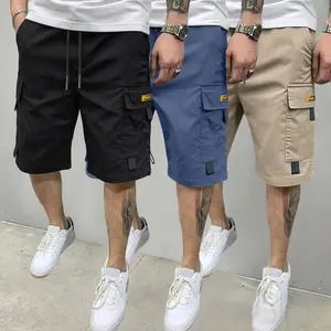 Men's Casual Cargo Work Shorts (3PCS) - Menswear, Adjustable Elastic Drawstring Waistband, Pocketed Functional Side Cargo Pockets with Tag Detail, Summer Shorts for Daily Life & Hiking, Adjustable Men's Shorts
