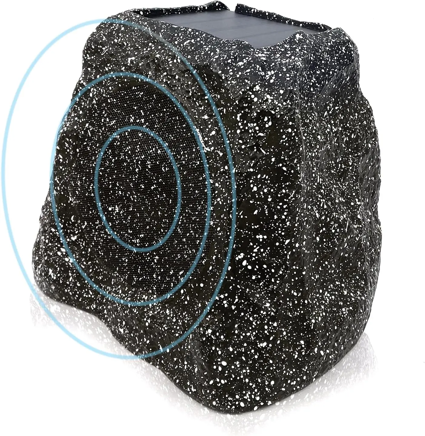 Herdio Rock Wireless Outdoor Speaker - Gray Single, Waterproof Solar Bluetooth Portable Speaker, 4/6.5/8-in Rechargeable Battery, TWS Stereo Connectivity, USB-C Charging, Durable Resin Build, for Gardens, Campfire/BBQ Parties, Hiking, Outdoor Speakers