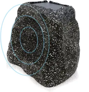 Herdio Rock Bluetooth Speaker - Outdoor Waterproof Solar Wireless Audio Device, 4/6.5/8-in Rechargeable Battery, TWS Stereo Connectivity, USB-Cable/Cord Charging, Durable Resin-Built, Compatible with Smartphones/Tablets for Gardens (Gray, Single)