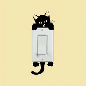 Cat Pattern Switch Sticker, Self Adhesive Removable Switch Decal, Decorative Sticker for Home Living Room Bedroom, Ornaments