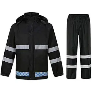 zojo High Visibility Safety Rain suit, Jacket, Pants High Visibility Rain (Black-3XL)