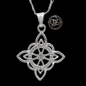 . 925 Mexican Silver Witch Knot Necklace with Chain - Elegant Celtic Design Pendant for Women