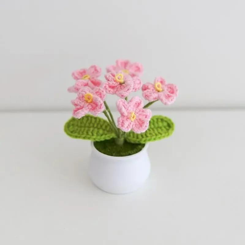 Handmade Crochet Flower Plant (1 Count), Cute Artificial Floral Decor, Perfect for Home, Party and Wedding Decoration