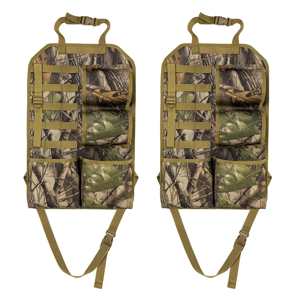 2PCS Vehicle Truck Seat Back Organizer Gun Rack Foldable Rifle Holder with Storage Pocket & Molle System