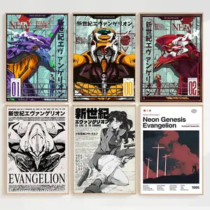 Neon Genesis Evangelion Poster, Anime Wall Art Aesthetic Print, Beast Drip Style Manga Decor for Bedroom Room Aesthetic, Otaku Gift for Anime Fans, Cuadro Anime No Framed