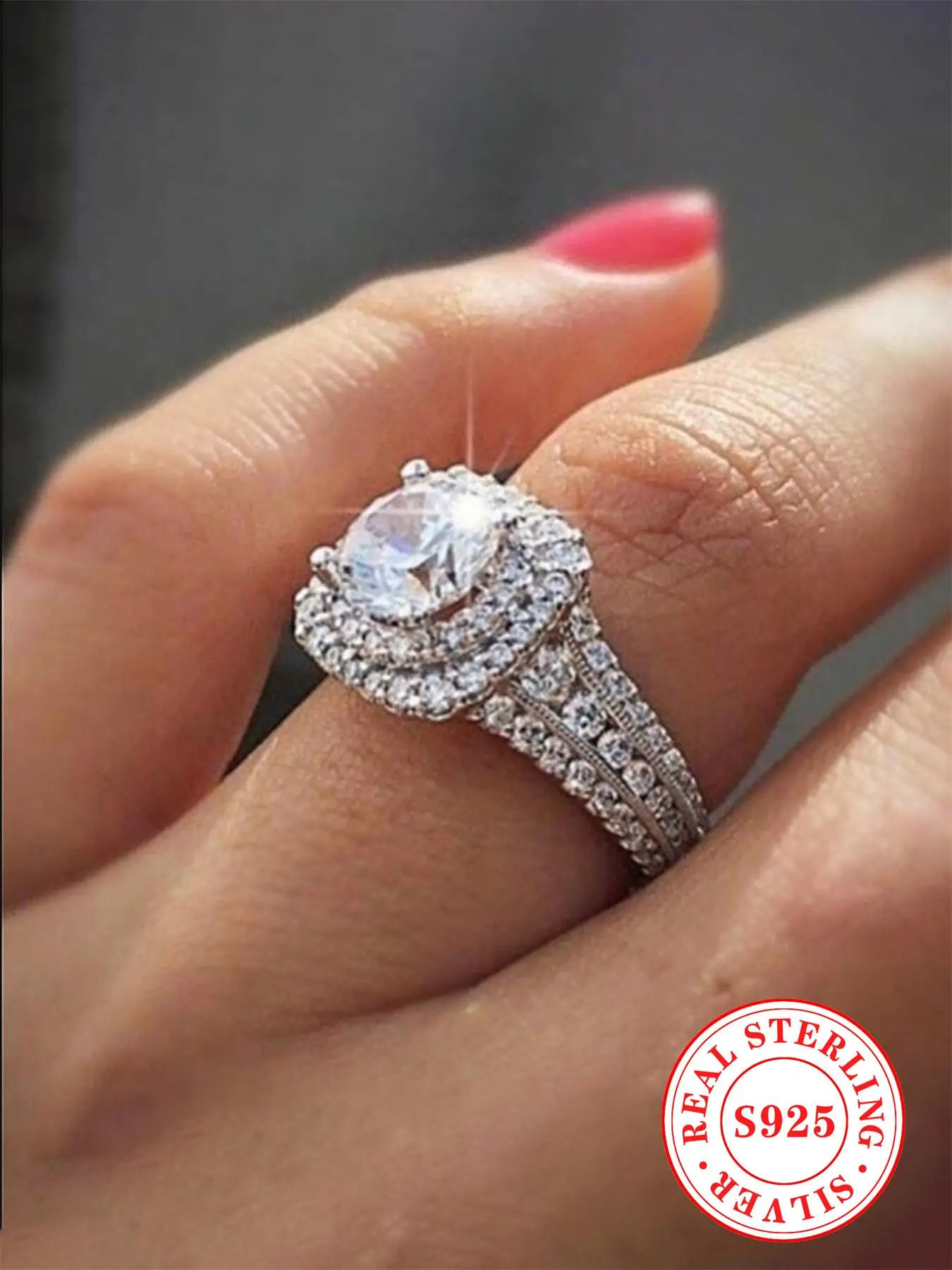 S925 Sterling Silver Fashion Artificial Zircon Decorated Ring, Luxury Jewelry for Women, Trendy All-match & Exquisite Jewelry for Birthday Gift