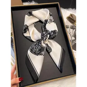 Floral Print Square Scarf, Soft Comfortable Fashionable Scarf for Women, Casual Versatile Scarf for Daily Wear, Fashion Accessories for All Seasons