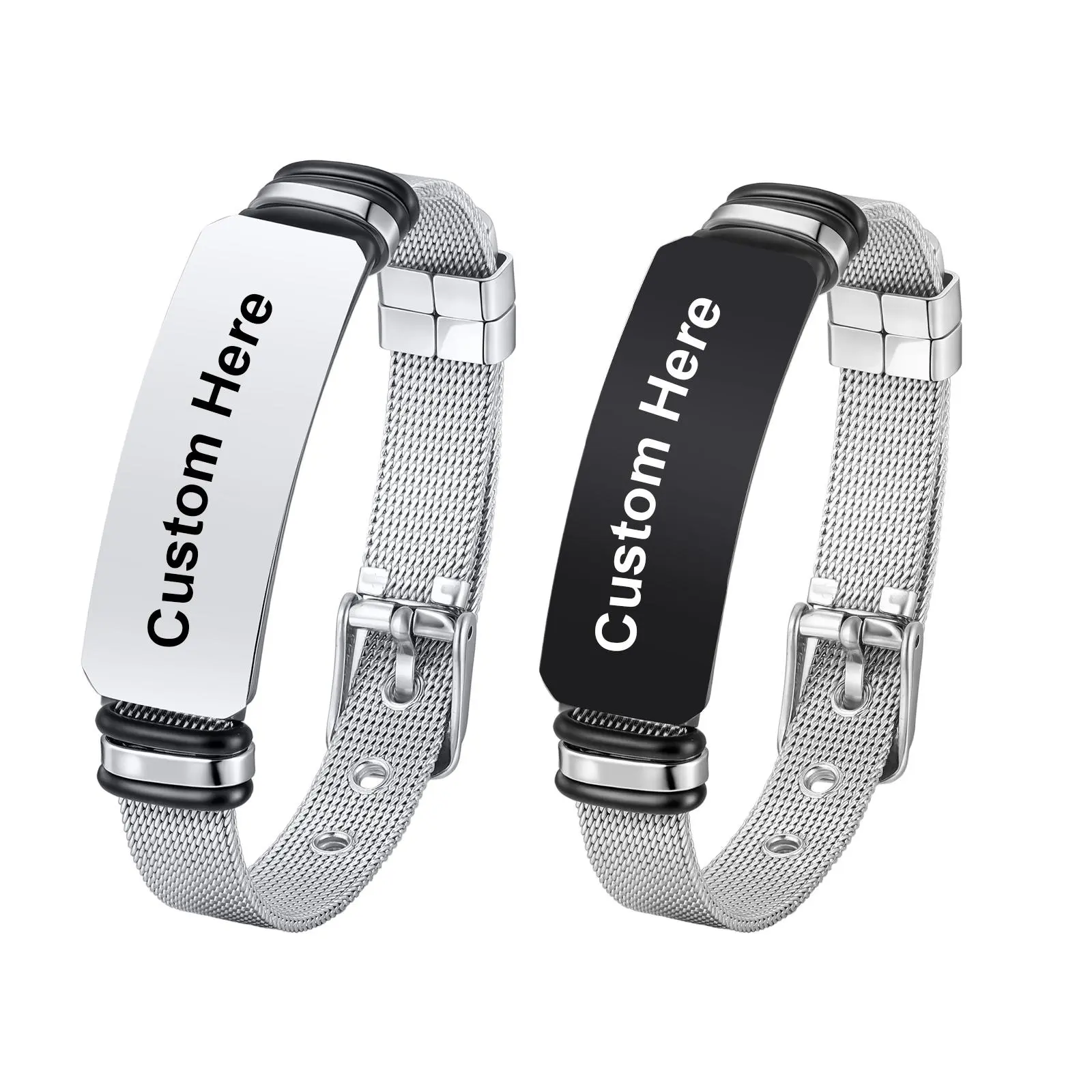 MP Custom Couple Bracelets ,Personalized Engraving His /Her Name Date ,Anniversary Valentine Gift ,Unisex Stainless Steel Watch Strap Wrist Band Bangles ,Waterproof Non Tarnish Jewelry Adjustable Hand Chain ,Fashion Daily Accessories for Men Women elegant