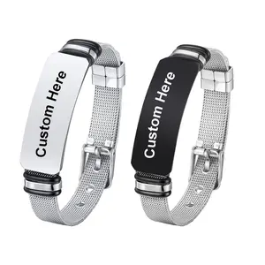 MP Custom Couple Bracelets ,Personalized Engraving His /Her Name Date ,Anniversary Valentine Gift ,Unisex Stainless Steel Watch Strap Wrist Band Bangles ,Waterproof Non Tarnish Jewelry Adjustable Hand Chain ,Fashion Daily Accessories for Men Women elegant