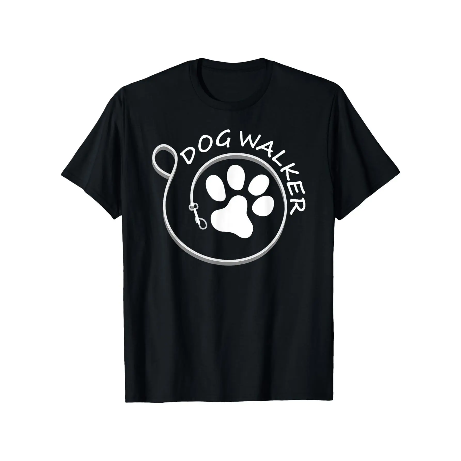 Men's Dog Walker Graphic T-Shirt, Casual Short Sleeve Crew Neck Tee, 100% Cotton Knit Fabric, Shortsleeve, Round Neck, Tshirt, Top, Stretch, All Seasons, Basic