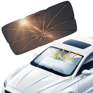 Car Windshield Sun Shade Umbrella 140x79cm Foldable UV Heat Protection with Curved Handle Fits Most Sedans SUVs Blocks 99% UV Rays Reduces Interior Temperature