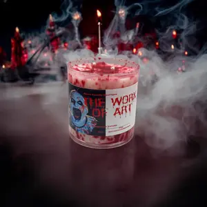 Art The Clown, Terrifier Soy Candle - 10oz Natural Soy Wax, 50 Hours Burn Time, Non-Toxic, Glass Candle for Home Decor, Scented - Cozy, Autumn Handmade