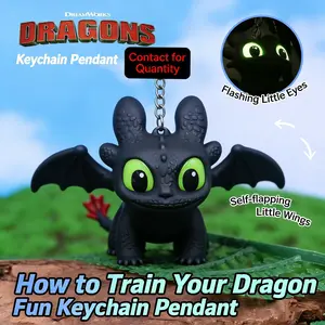Dragon Trainer Light-Up Toothless Keychain, Cute Plush Toy, Winged Key Ring, Bag Charm, Gift Idea, Adorable Pet Figure
