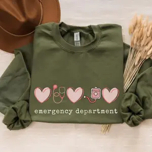 Emergency Department Nurse Valentine Sweatshirt, ER Hearts Crewneck, Emergency Room Team Nurses & Doctors Work Sweater