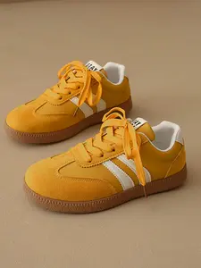 Women's Casual College Style Lace-Up Flats, Patchwork Design, Vintage Campus Shoes, Trainer, Perfect for Daily Wear