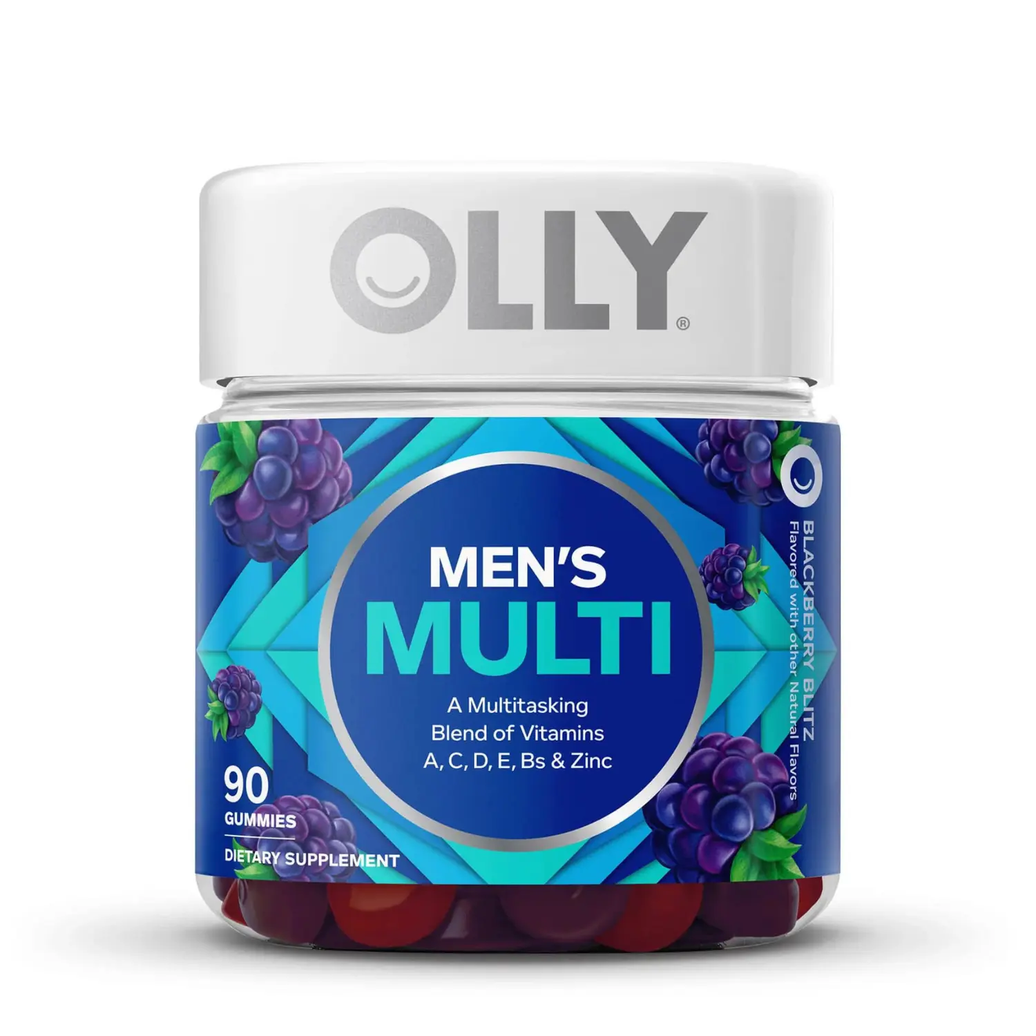 OLLY Men's Multivitamin Gummy, Overall Health and Immune Support, Vitamins A, C, D, E, B, Lycopene, Zinc, Adult Chewable Vitamin, Blackberry, Supplement Edible Fitness Dietary