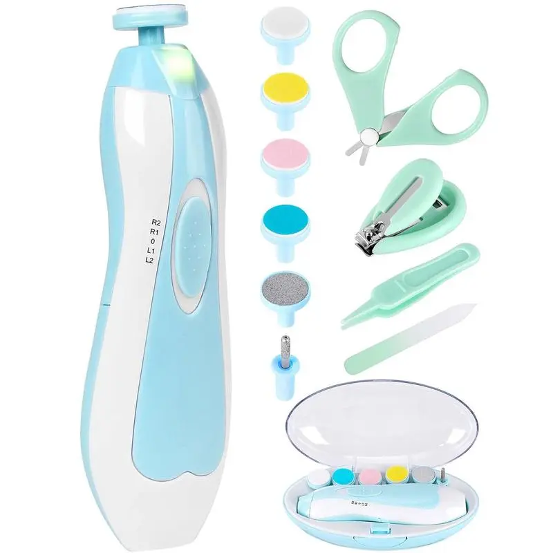Electric Nail Trimmer 12-in-1 Kit for Baby, Automatic Nail File with Quiet Motor & Stainless Steel Clippers for Infants & Toddlers, Automatic Nail Trimmer, Toenail Trimmer