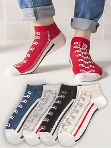 Men's Graphic Ankle Socks, Casual Comfy Breathable Low Cut Socks for Daily Wear, 5 Pairs Knit Anklets for Men, Sock Set, Summer Men's Socks & Hosiery, Casual Stylish Socks