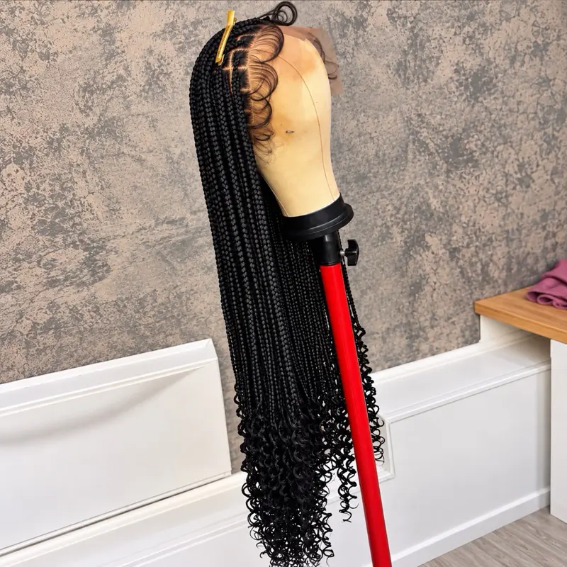 Lace Front Braided Wig, Synthetic Fiber, Natural Hairline, For Women's Daily Wear & Special Occasions