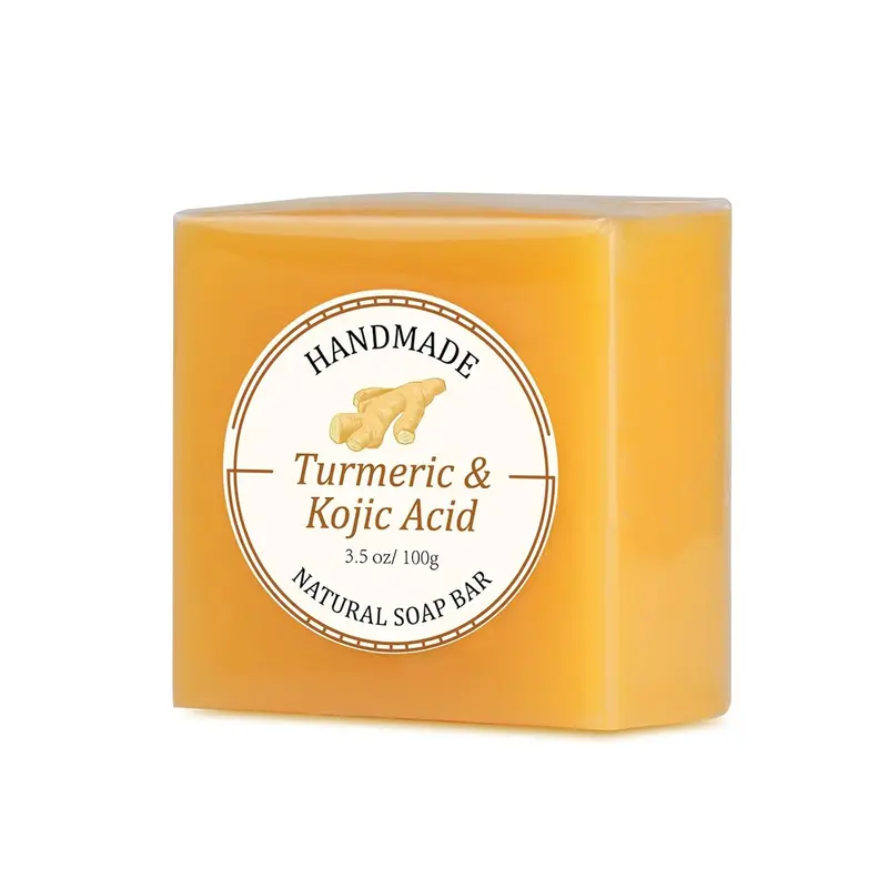 Kojic Acid Soap for Hyperpigmentation Dark Spots, Turmeric Soap Bar Skin Brightening Soap with Tea Tree Oil, Shea Butter, Coconut Oil &amp;   Vitamin C, Women Mens Bar Soap for Face Body - 3.5 oz