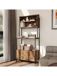 Gaomon 5-Tier Industrial Bakers Rack with Power Outlet, 67.7in Microwave Stand, Kitchen Storage Cabinet & Open Shelves, Industrial Bookshelf for Pots, Pans, Spices