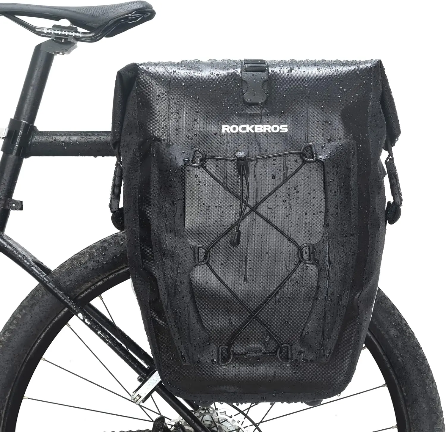 ROCKBROS 32L Waterproof Bike Panniers Durable Spacious Easy to Install | Quick Release Mount,Reflective Safety,PVC Material,Fits Most Rear Racks