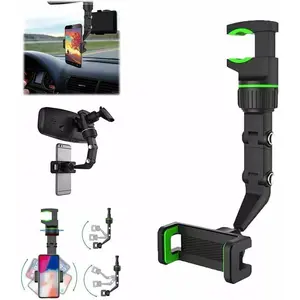360° Multifunctional Mobile Phone Holder Adjustable Rearview Mirror Phone Holder