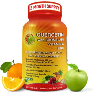 Quercetin with Bromelain, Vitamin C, Zinc & Organic Whole Food Quercetin Blend for Immune Support