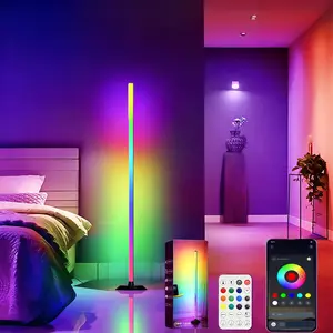 Smart LED Floor Lamp with Remote Control, RGB Color Changing, Dimmable, Adjustable Lights, Music Sync, USB Powered, Ideal for Bedroom, Living Room, Party