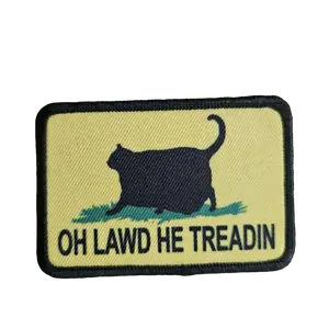 oh lawd he treadin meme 2"x3" removable morale patch with hook and loop backing fat cat