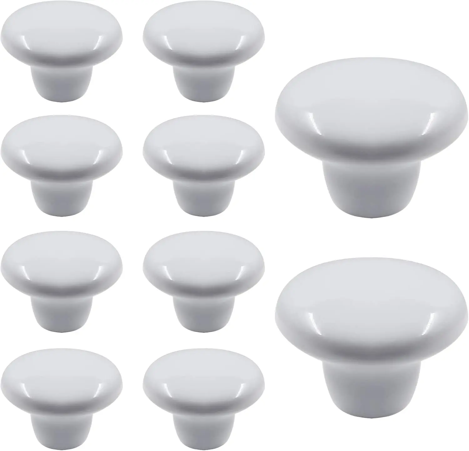 10Pcs Cabinet Ceramic Knobs, 1.5Inch/ 38mm White Cute Drawer Knobs Round Dresr Knob Pull Handles with Screws for Cupboard, Wardrobe, Kitchen, Bedroom, Door, Kids' Room