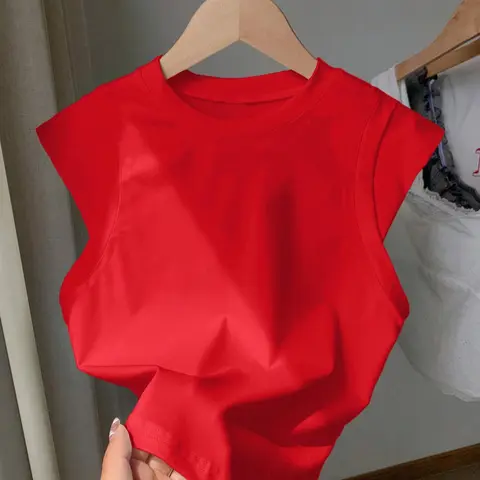 Women's Summer Casual Chic Minimalist Basic Solid Color Fitted T-Shirt, Stylish 2-In-1 Design Perfect for Valentine's Day, Lightweight Versatile Top, Casual Comfy Tee, Womenswear, Casual Comfy Clothes