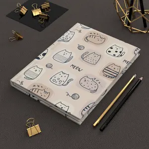 Cute Cat Print Pastel Hardcover Journal | Cat Notebook