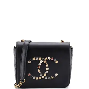 Pre-owned CHANEL material Messenger Bags Giant Crystal CC Flap Bag Lambskin Mini by Rebag