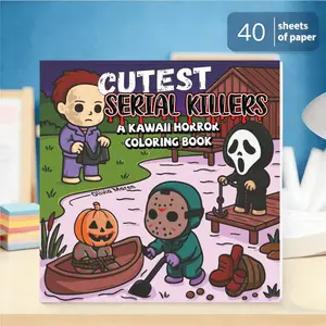 Cutest Serial Killers: A Kawaii Horror Parody Coloring Book for Adults Featuring Horror Icons in Adorable, Cute and Cozy Scenes that are Almost Innocent – 40 Pages for Fans of Dark Humor and Twisted Cuteness