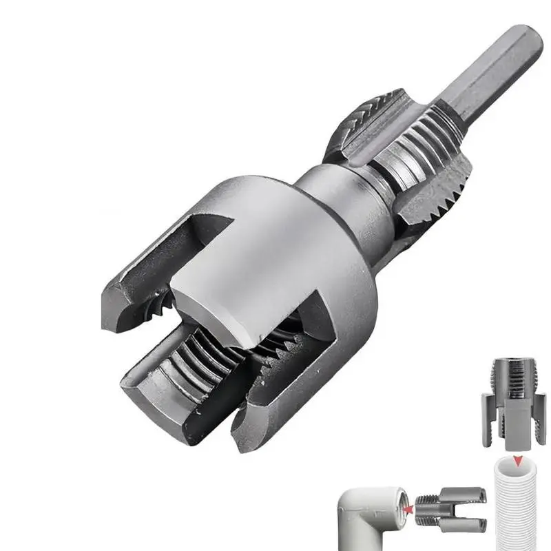 1/2'' 3/4'' PVC Pipe Thread Cutting Tool Integrated Internal & External Pipe Threading Tool Upgrade Pipe Thread Cutting Tool for Plumbing DIY Repairs