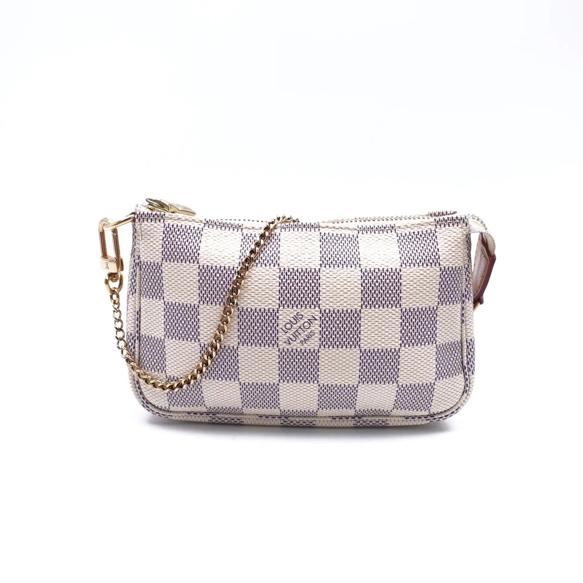 Pre-owned Louis Vuitton Coated Canvas Small Leather Goods Pochette Accessories Damier Azur Pouch T10409297