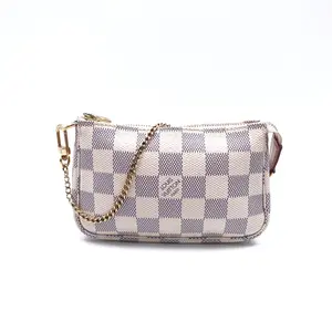 Pre-owned Louis Vuitton Coated Canvas Small Leather Goods Pochette Accessories Damier Azur Pouch T10409297