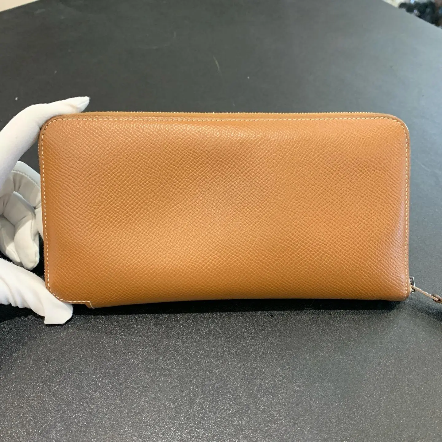 Pre-owned Hermes Azap Classic Long Wallet Gold Epsom Leather Z Stamp XH 23965432