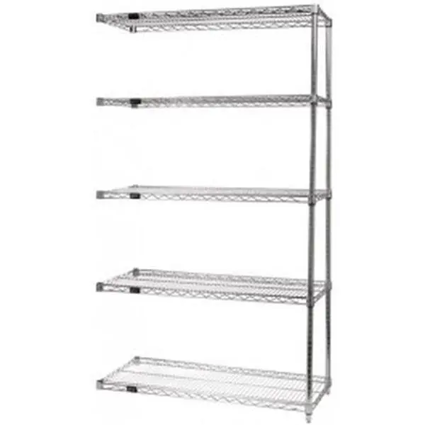 Quantum Storage AD74-1836C-5 Expandable Chrome Wire Mesh Shelving Rack, 5-Shelf Back-to-Back Add-On Organiser, 18x36x74 in.