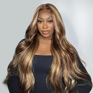 P4/27 Highlight Color 180% Density HD Transparent Lace Frontal Wigs 13X6 Lace Front Wig Human Hair Wave and Straight Human Hair Pre Plucked With Baby Hair Drawstring Wigs Mixed Colors Thick Natural Suitable For Beginners Women Human Hair
