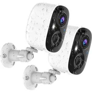 Security Cameras Wireless Outdoor 2K Indoor WiFi Wireless Battery Powered Camera for Home Security AI Motion Detection Color Night Vision Spotlight Siren Alarm SD/Cloud Storage 2 Pack
