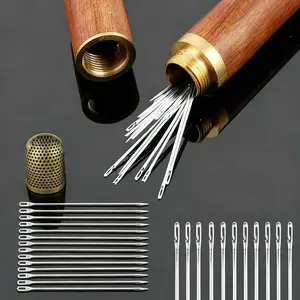 Stainless Steel Blind Sewing Needles with Solid Wood Needle Case,36pcs Self Threading Needles, Sewing Supplies for Home Use for DIY Embroidery Mending Sewing Projects.Mother's Day gift, the best handmade gift for mothers.