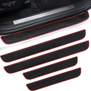 4Pcs Universal Car Door Sill Protector with Red Edge | Carbon Fiber Anti-Scratch Car Door Edge Guards, Heavy Duty Automotive Interior Accessories Fit for Most Cars