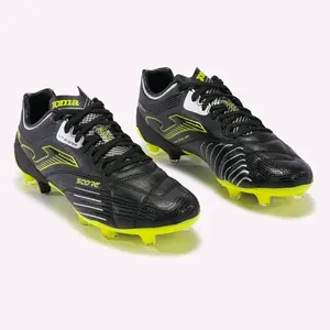 Joma Score 2301 Black Firm Ground Soccer Cleats with EXO COUNTER Heel Protection & FIT System Lacing for Enhanced Performance