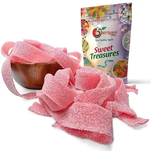 NY Spice Shop Pink Lemonade Sour Belts - Tart Gummies, Chewy Rainbow Candy Ribbons, Sour Fruit Strips, and Sour Rope Treats - Sour Belts Pack Snack Sugar Sweet Bonbon