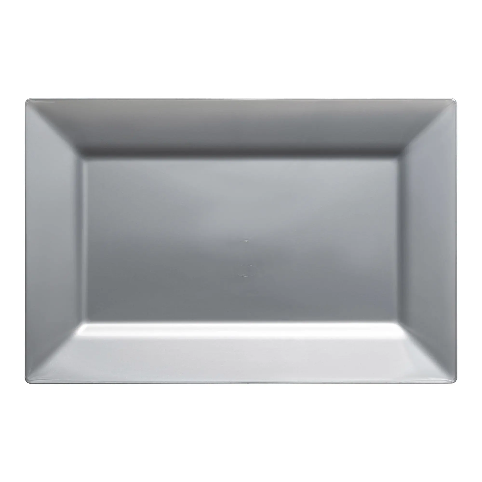 Silver Rectangular Plastic Dessert Plates (5.5" x 8.5")