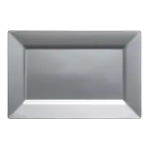 Silver Rectangular Plastic Dessert Plates (5.5" x 8.5")