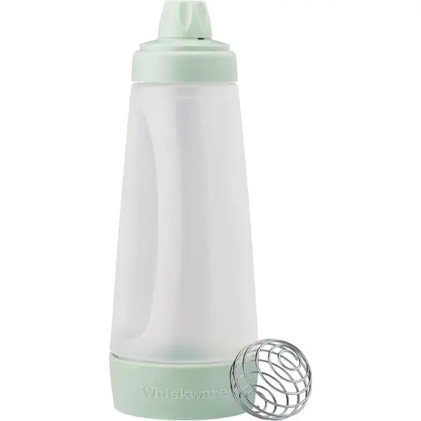 Pancake Bottle, Batter Dispenser and Mixer with Blender Ball Wire Whisk, Durable, No-Mess, BPA Free, Dishwasher Safe, Mint