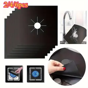 2/4/6 Pieces 27 Cm Gas Stove Surface Protection Pad Washable Oil And Dirt Resistant Kitchen Cleaning Accessories